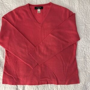 Jones New York Woman Cashmere Coral V Neck Sweater 2x